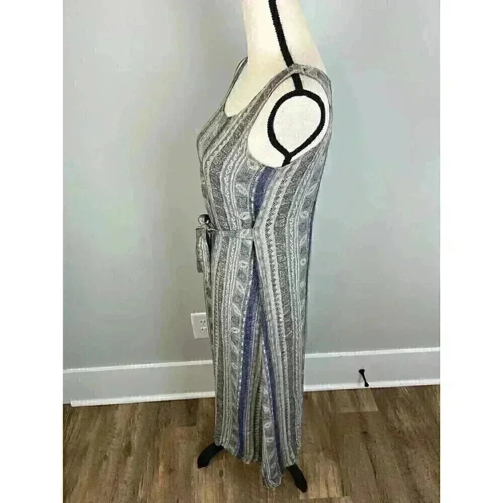 Vtg 90's Y2K Karizma Maxi Dress Abstract Print Tie Sleeveless Art Women's M - Picture 6 of 12